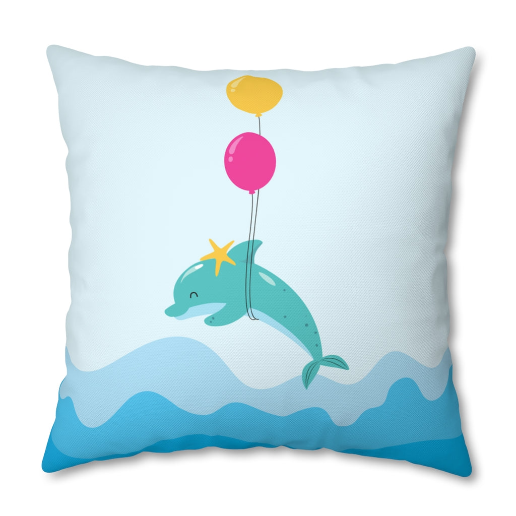 Inflated Dolphin Pillow Case - Throw Pillow Cover - Grandmillennial Style