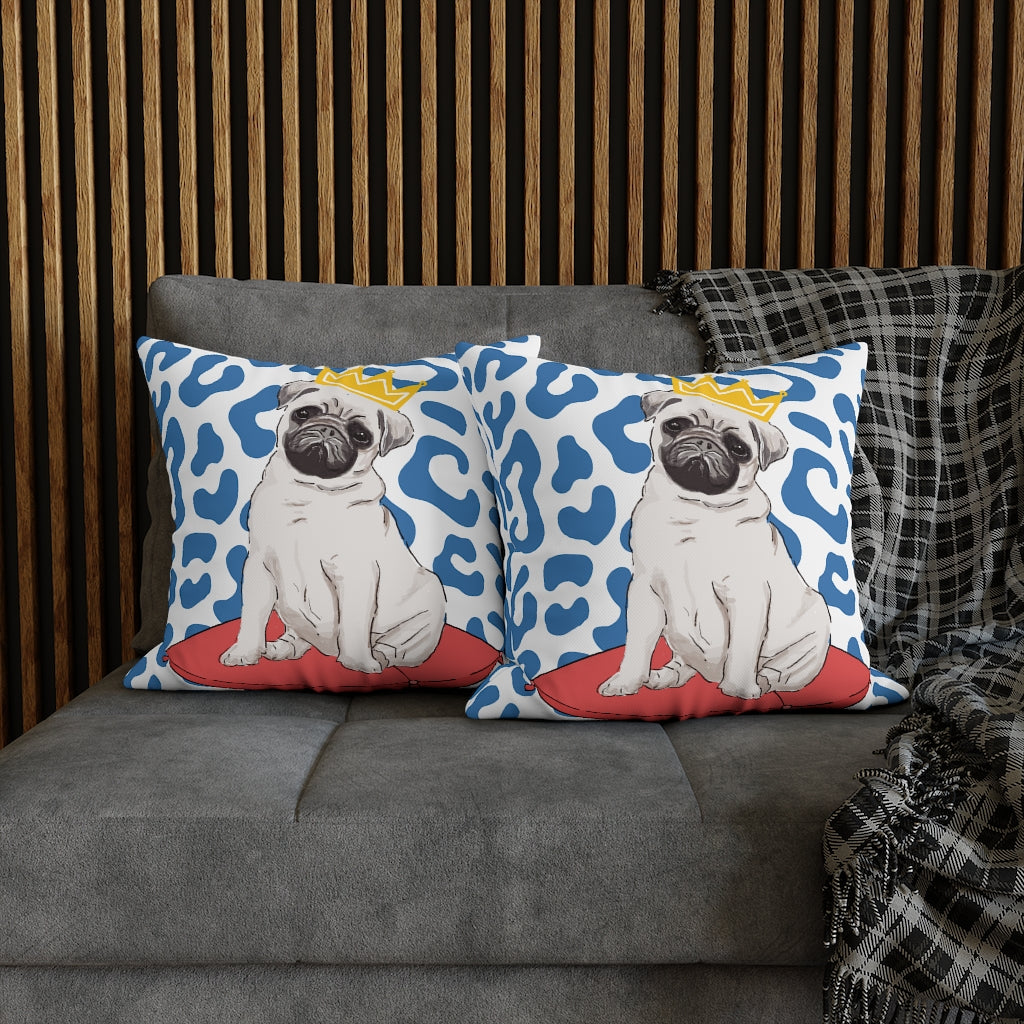 Royal Pug Pillow Case - Throw Pillow Cover - Grandmillennial Style