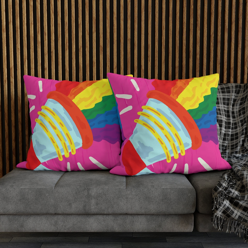 Megaphone Joy Pillow Case - Throw Pillow Cover - Grandmillennial Style