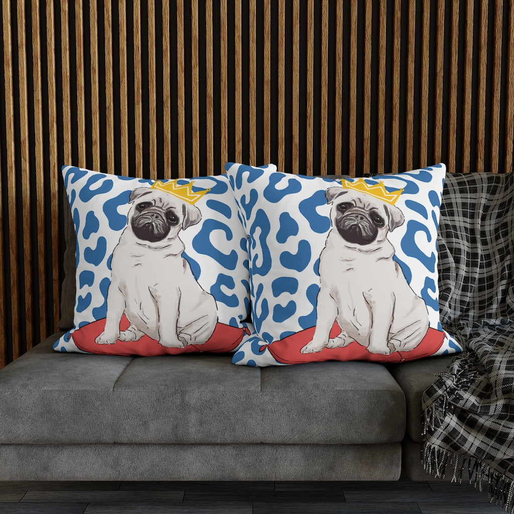 Royal Pug Pillow Case - Throw Pillow Cover - Grandmillennial Style