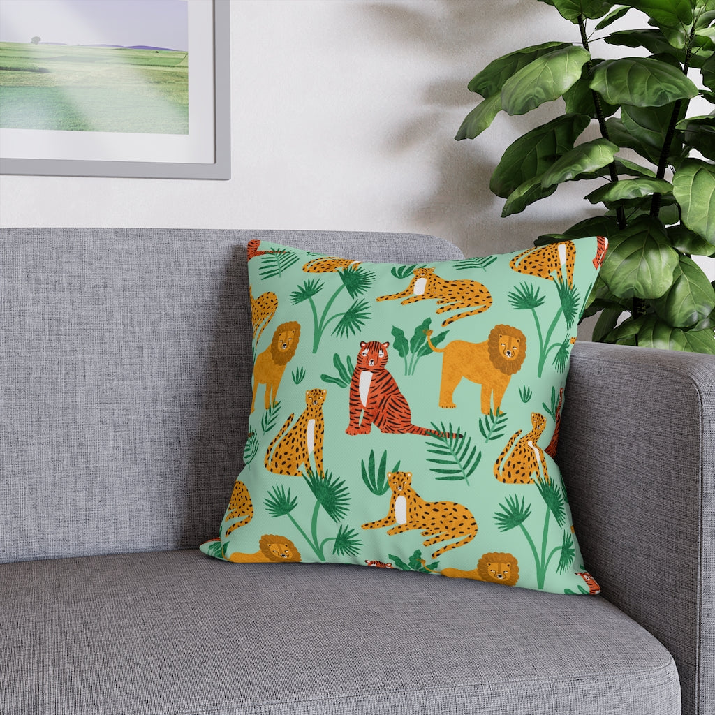 Jungle Meeting Pillow Case - Throw Pillow Cover - Grandmillennial Style