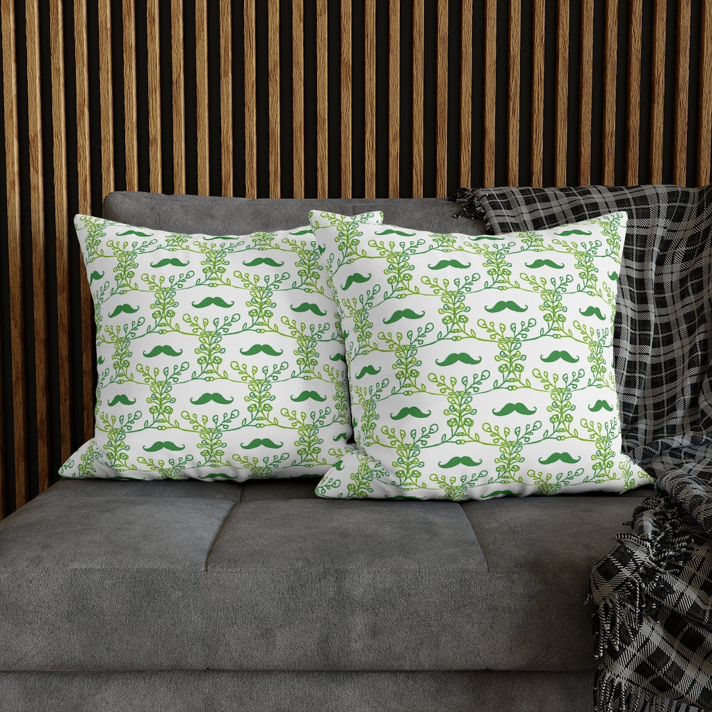 Mustache Plant Pillow Case - Throw Pillow Cover - Grandmillennial Style