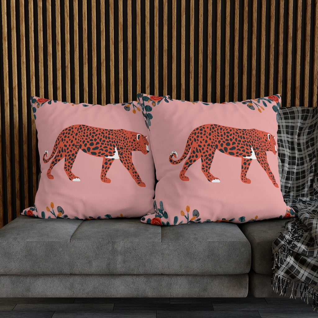 Pink Leopard Pillow Case - Throw Pillow Cover - Grandmillennial Style