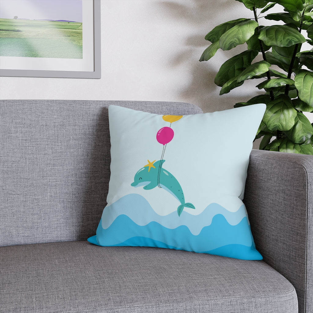 Inflated Dolphin Pillow Case - Throw Pillow Cover - Grandmillennial Style