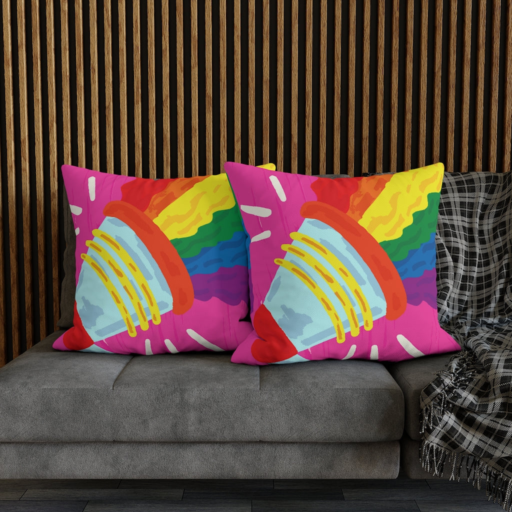 Megaphone Joy Pillow Case - Throw Pillow Cover - Grandmillennial Style