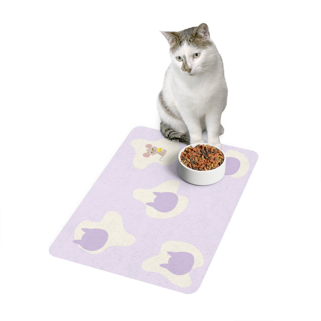 Pastel Cat & Mouse Pet Food Mat