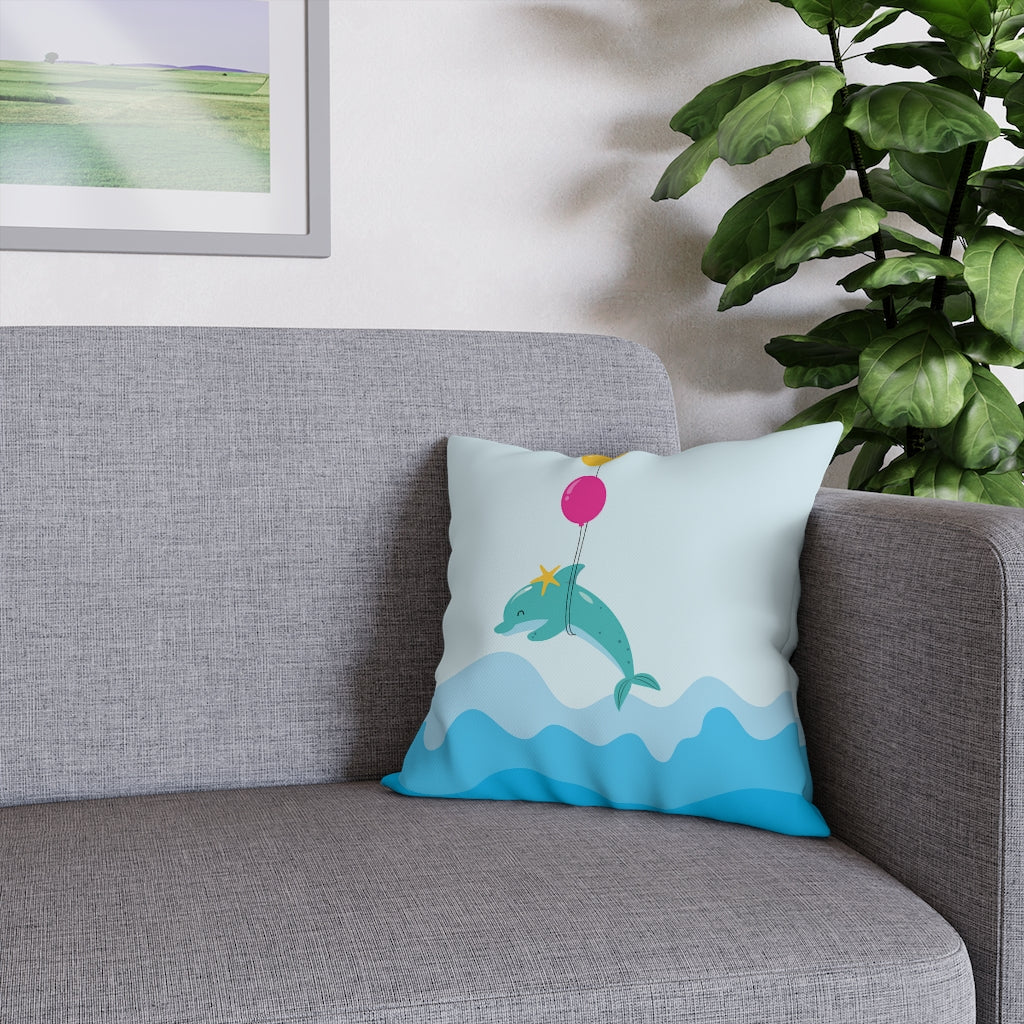 Inflated Dolphin Pillow Case - Throw Pillow Cover - Grandmillennial Style