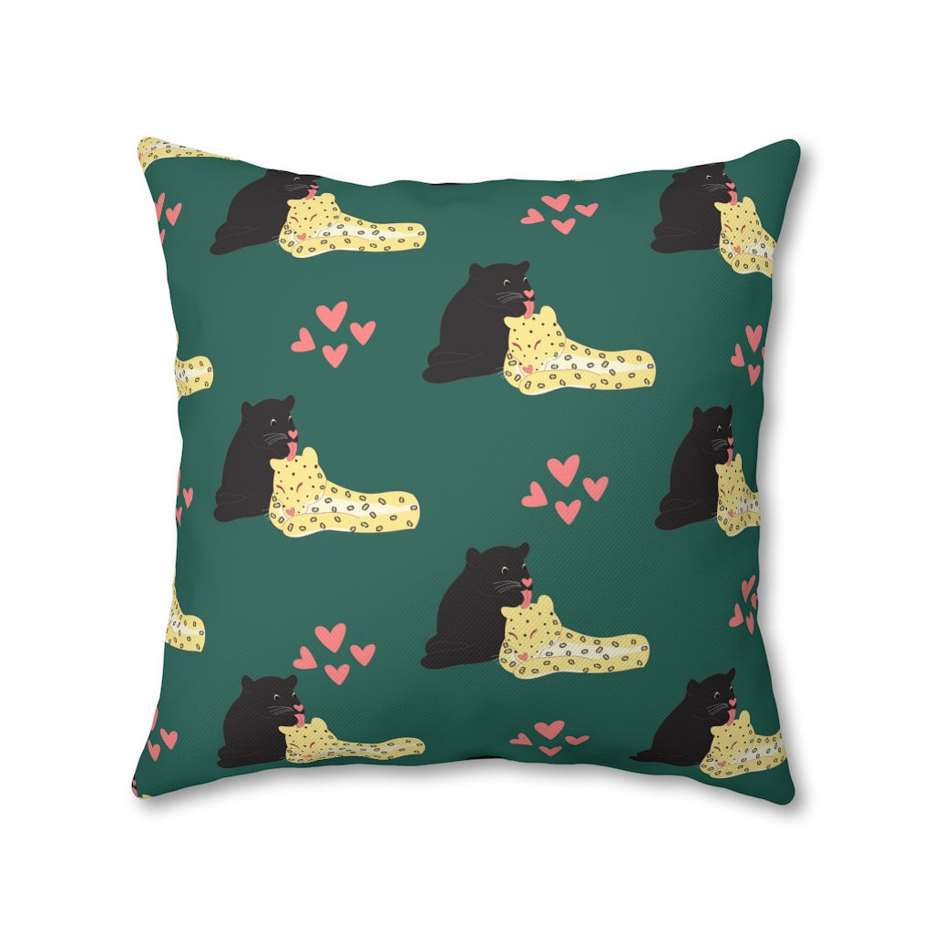 Adorable Panther & Leopard Couple Pillow Case - Throw Pillow Cover - Grandmillennial Style