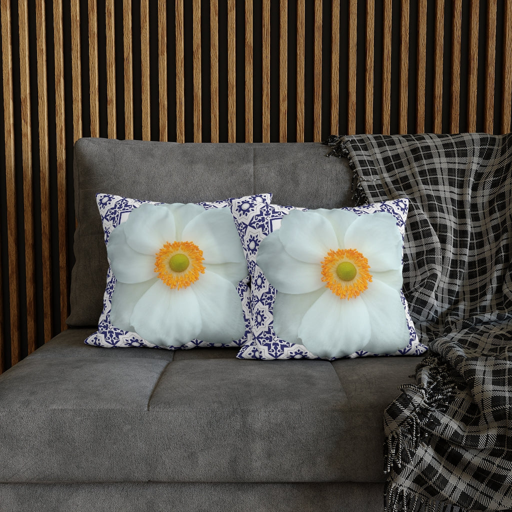 Japanese Anemone Pillow Case - Throw Pillow Cover - Grandmillennial Style