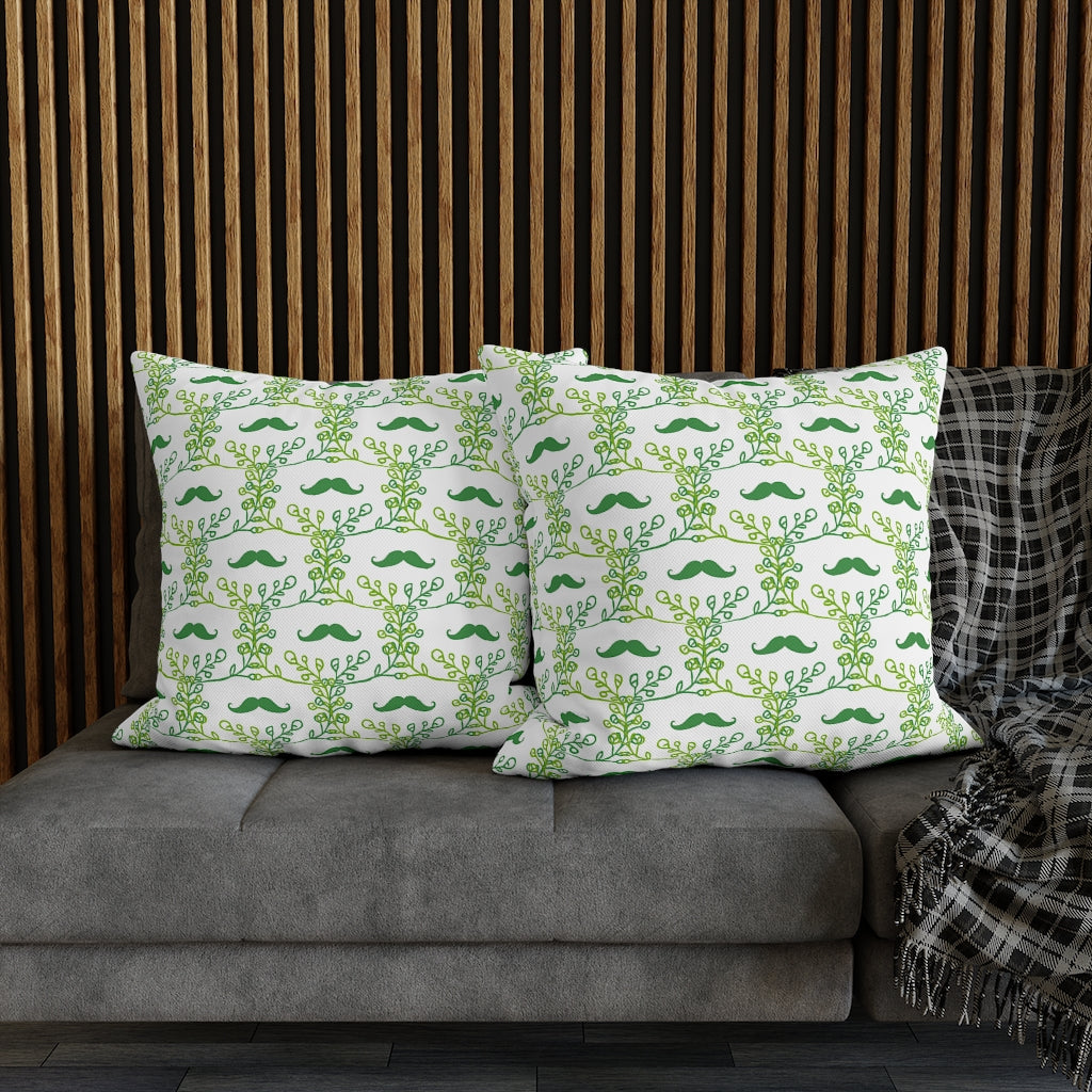 Mustache Plant Pillow Case - Throw Pillow Cover - Grandmillennial Style