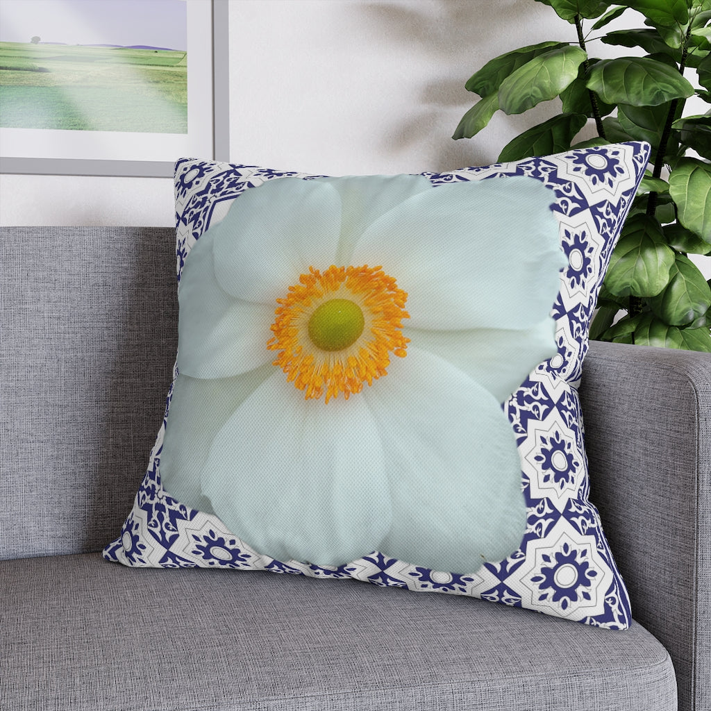 Japanese Anemone Pillow Case - Throw Pillow Cover - Grandmillennial Style