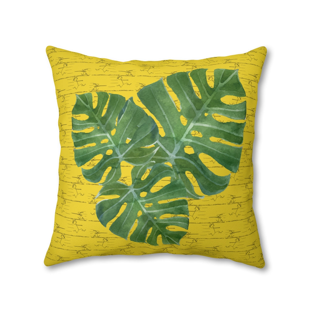 Bunny Attack Yellow Pillow Case - Throw Pillow Cover - Grandmillennial Style