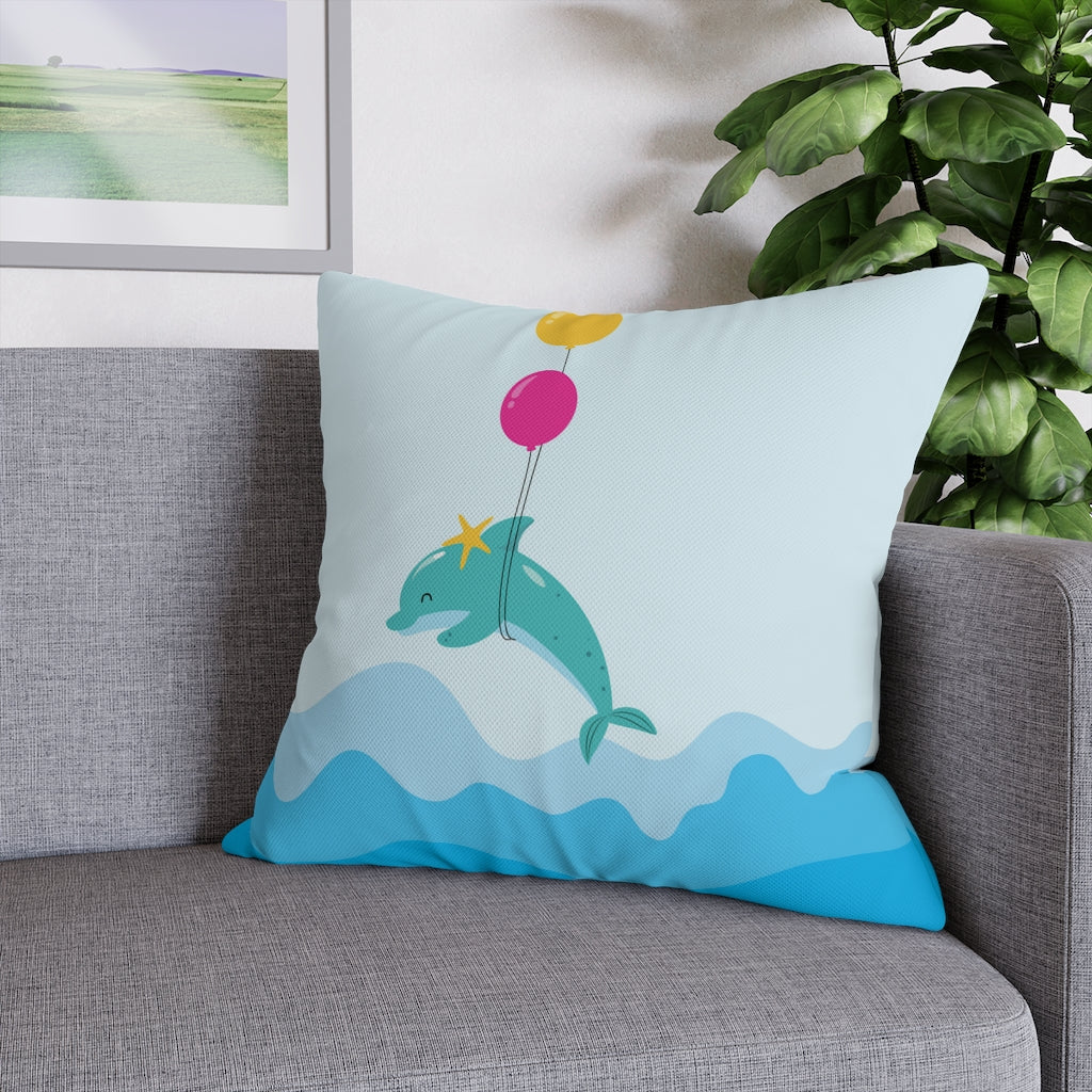 Inflated Dolphin Pillow Case - Throw Pillow Cover - Grandmillennial Style