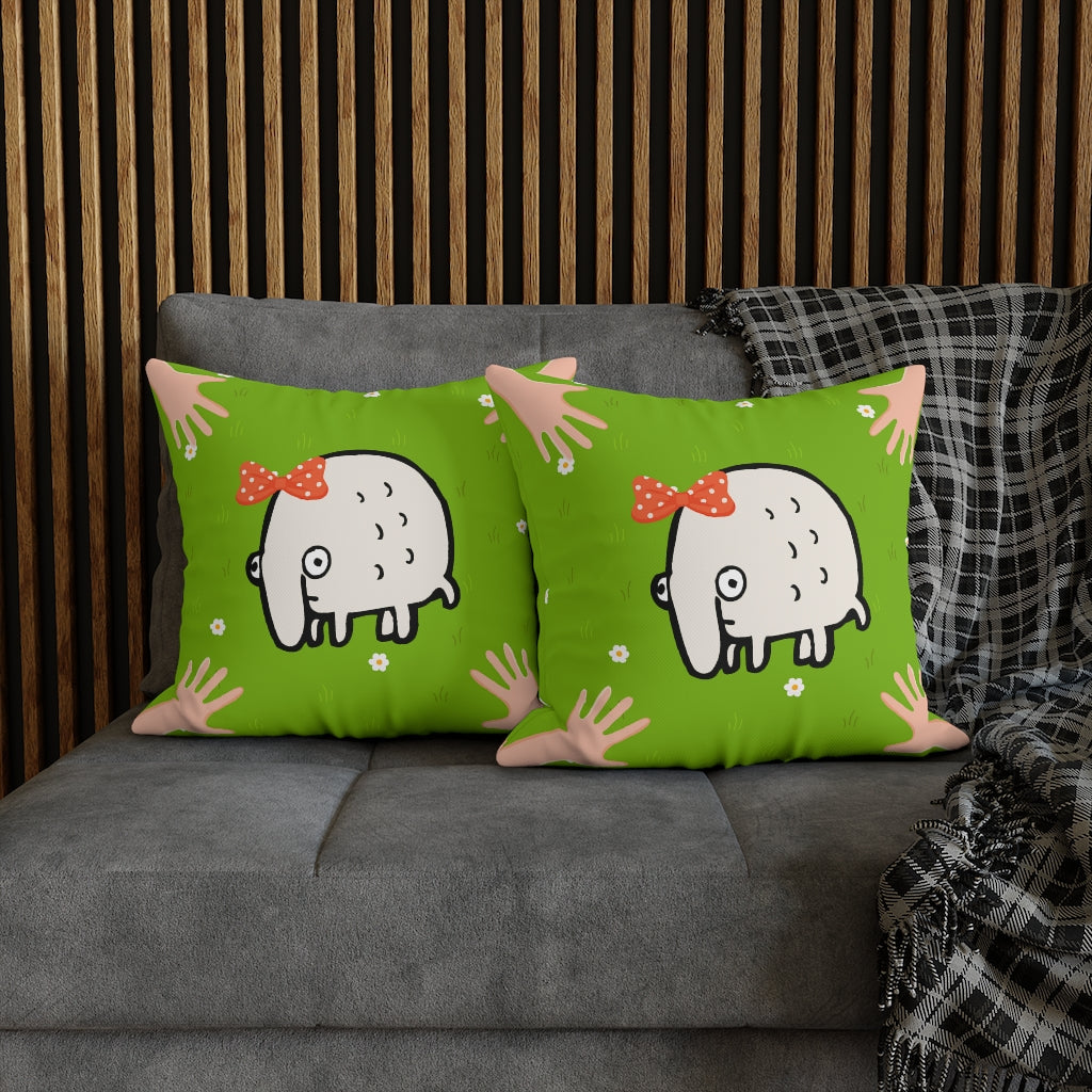 Cute Monster Pillow Case - Throw Pillow Cover - Grandmillennial Style