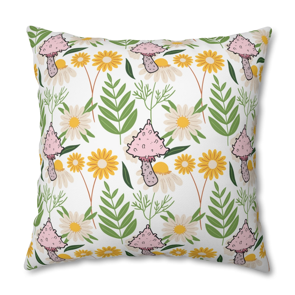 Mushroom Fields Pillow Case - Throw Pillow Cover - Grandmillennial Style