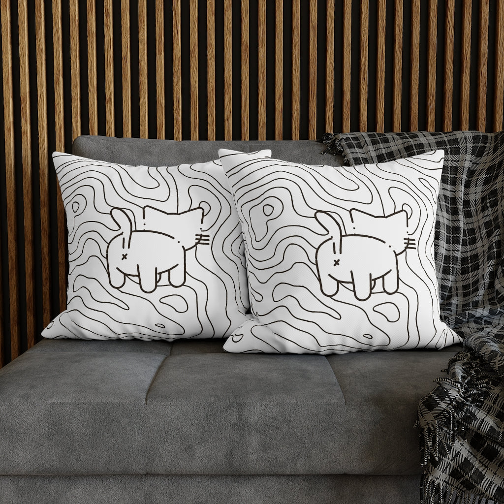 Topographic Kitten Pillow Case - Throw Pillow Cover - Grandmillennial Style