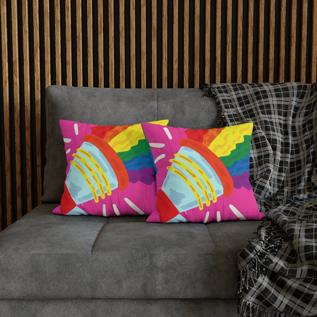 Megaphone Joy Pillow Case - Throw Pillow Cover - Grandmillennial Style