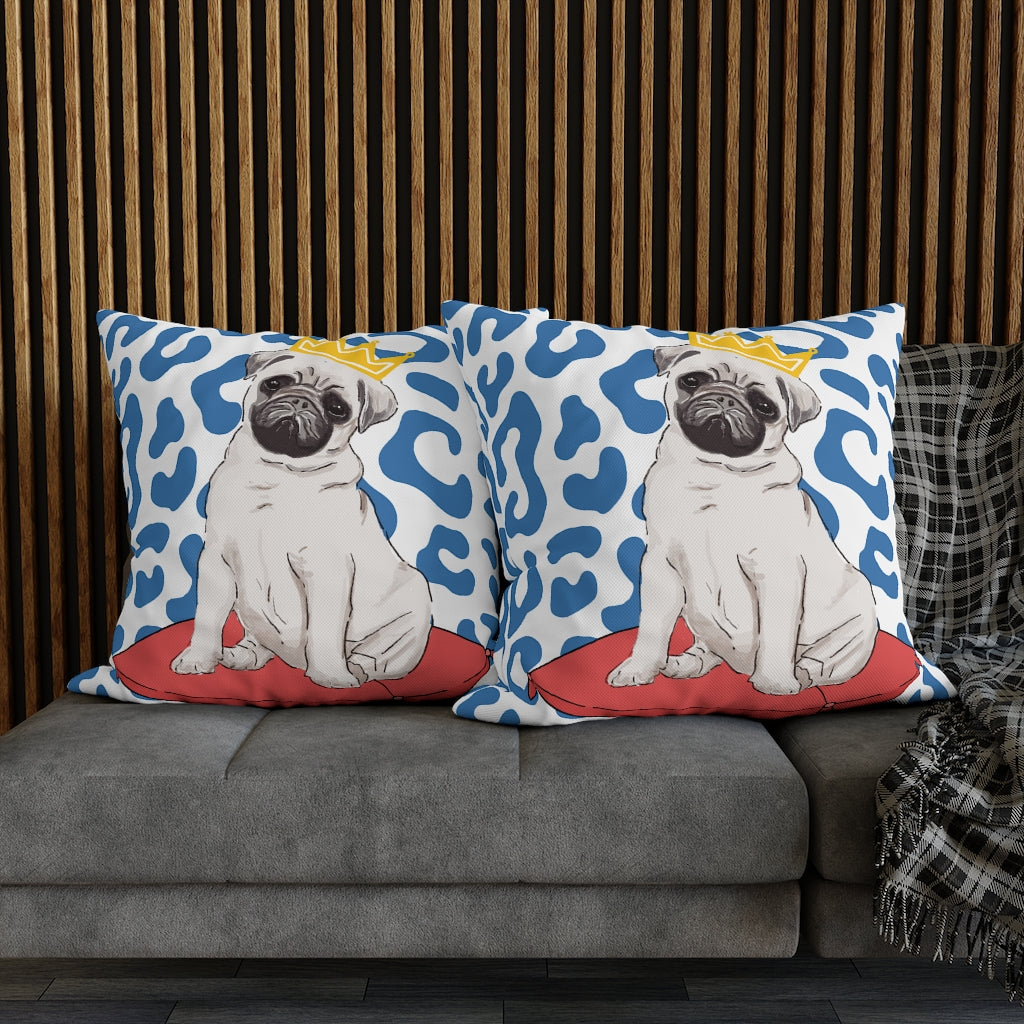 Royal Pug Pillow Case - Throw Pillow Cover - Grandmillennial Style