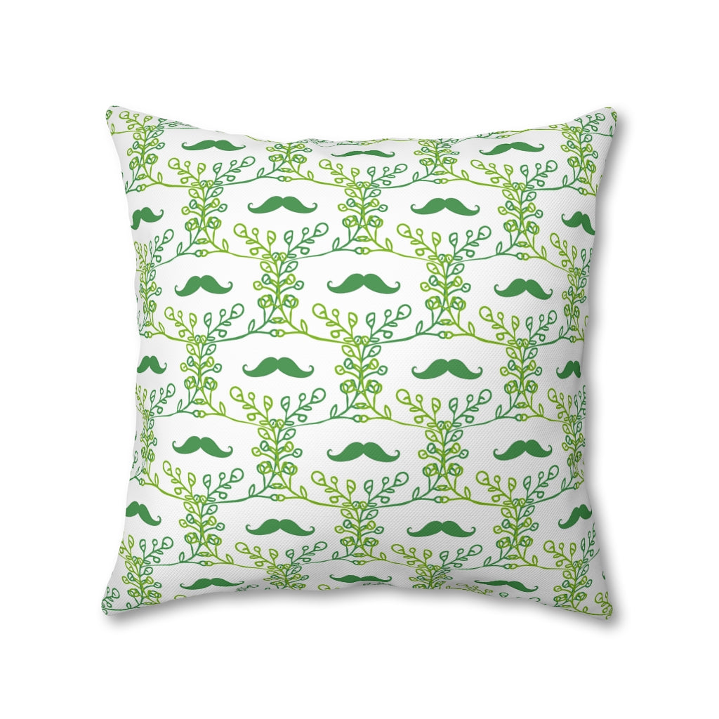 Mustache Plant Pillow Case - Throw Pillow Cover - Grandmillennial Style