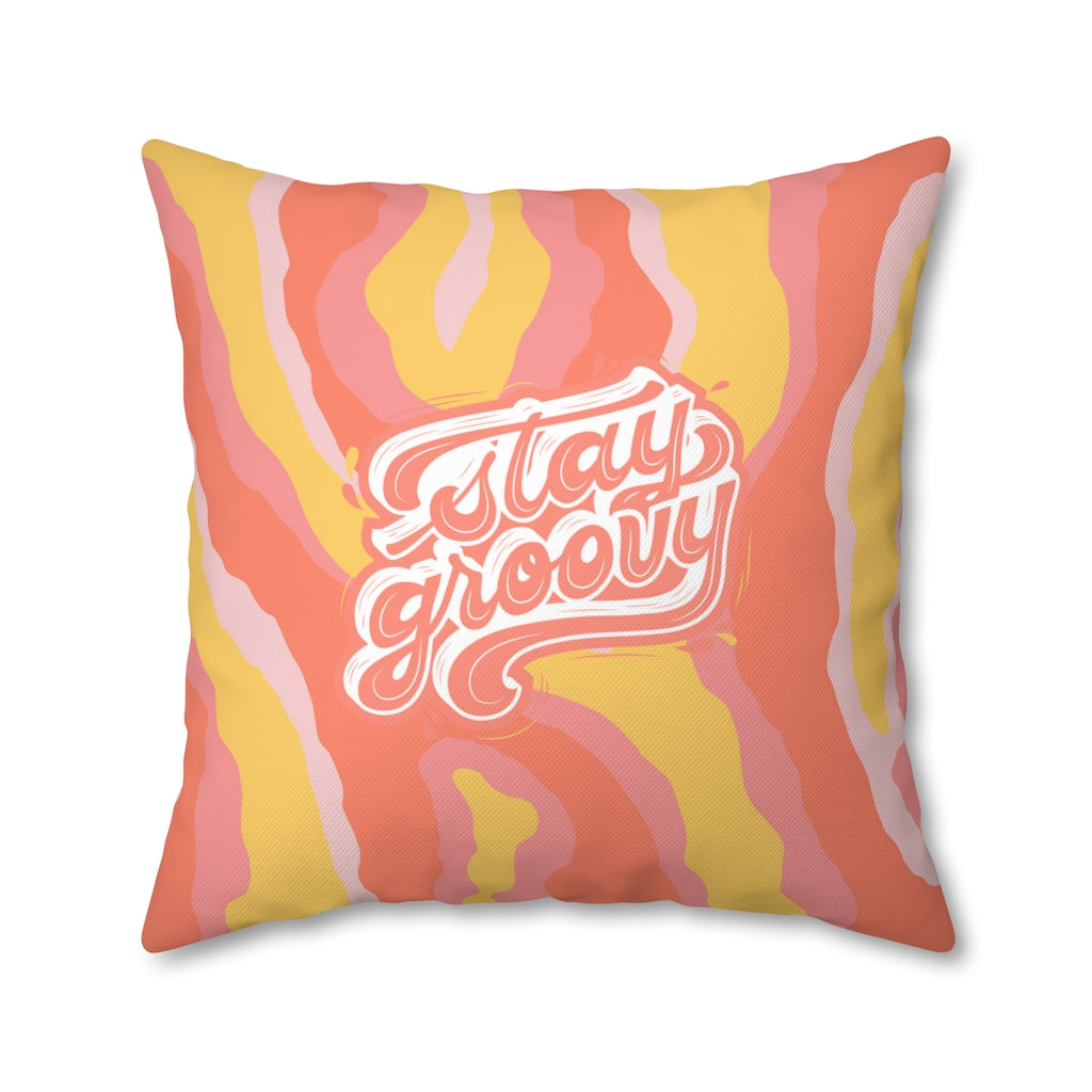 Stay Groovy Pillow Case - Throw Pillow Cover - Grandmillennial Style