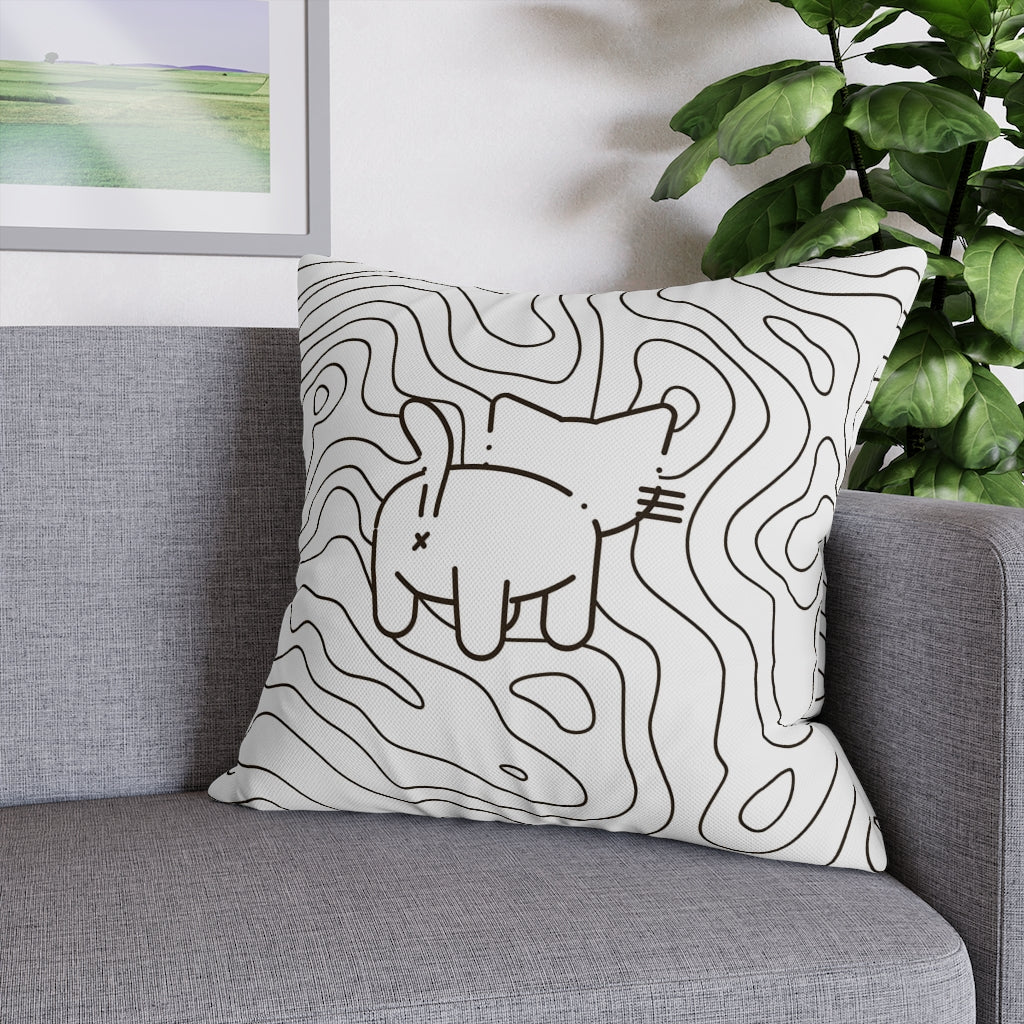 Topographic Kitten Pillow Case - Throw Pillow Cover - Grandmillennial Style