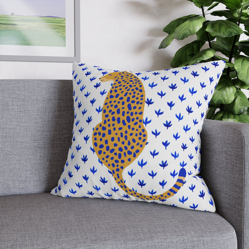 Blue Cheetah Pillow Case - Throw Pillow Cover - Grandmillennial Style