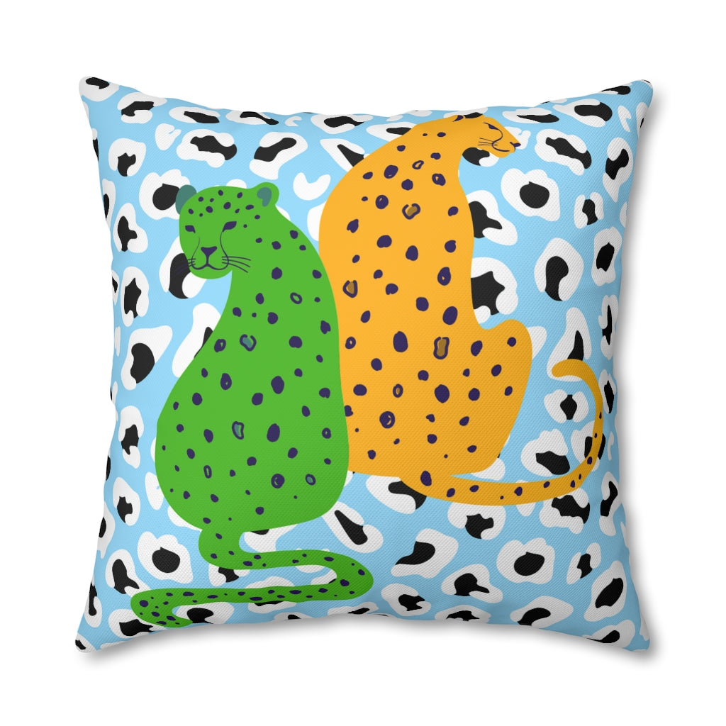 Cheetah Couple Pillow Case - Throw Pillow Cover - Grandmillennial Style