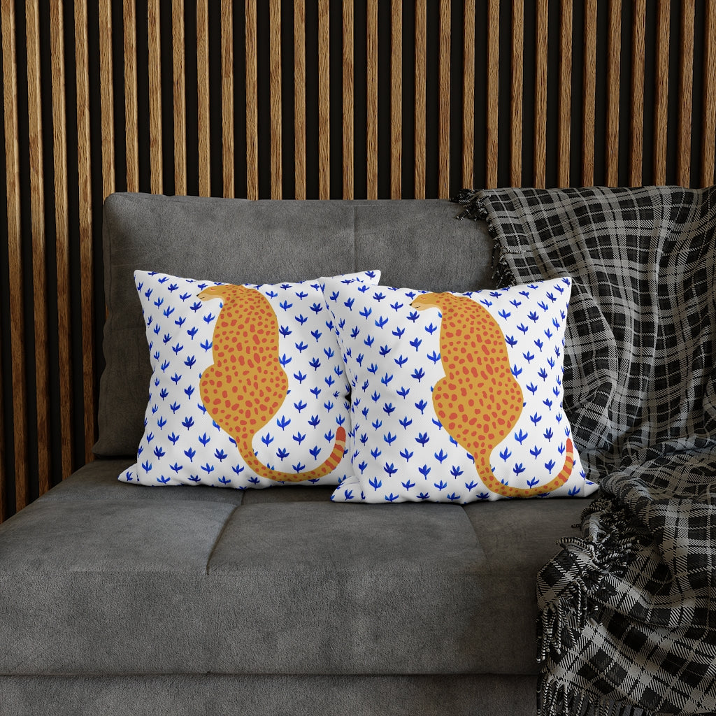 Orange Cheetah Pillow Case - Throw Pillow Cover - Grandmillennial Style