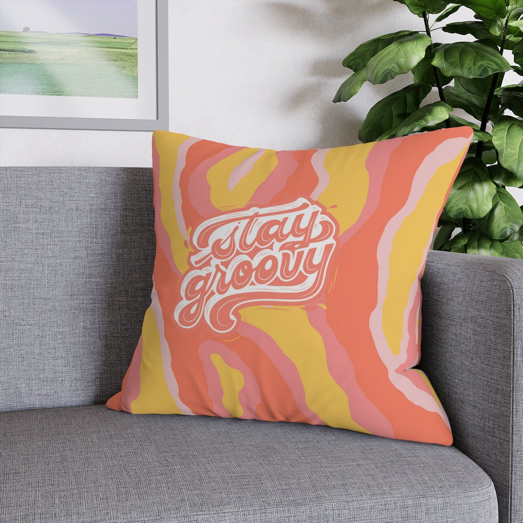 Stay Groovy Pillow Case - Throw Pillow Cover - Grandmillennial Style