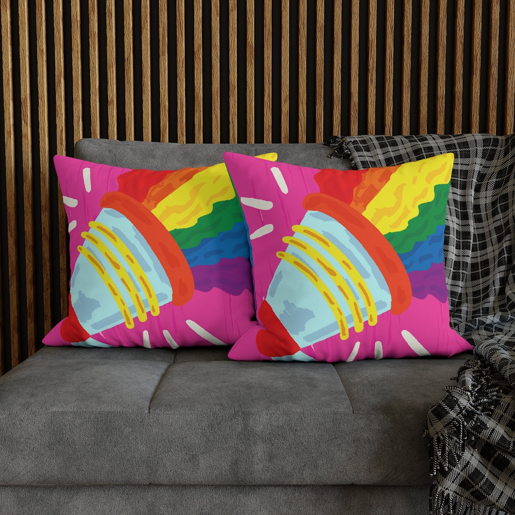 Megaphone Joy Pillow Case - Throw Pillow Cover - Grandmillennial Style