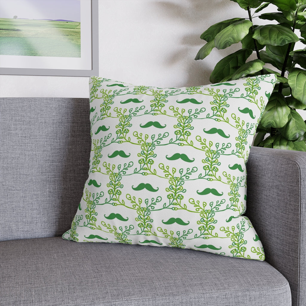 Mustache Plant Pillow Case - Throw Pillow Cover - Grandmillennial Style