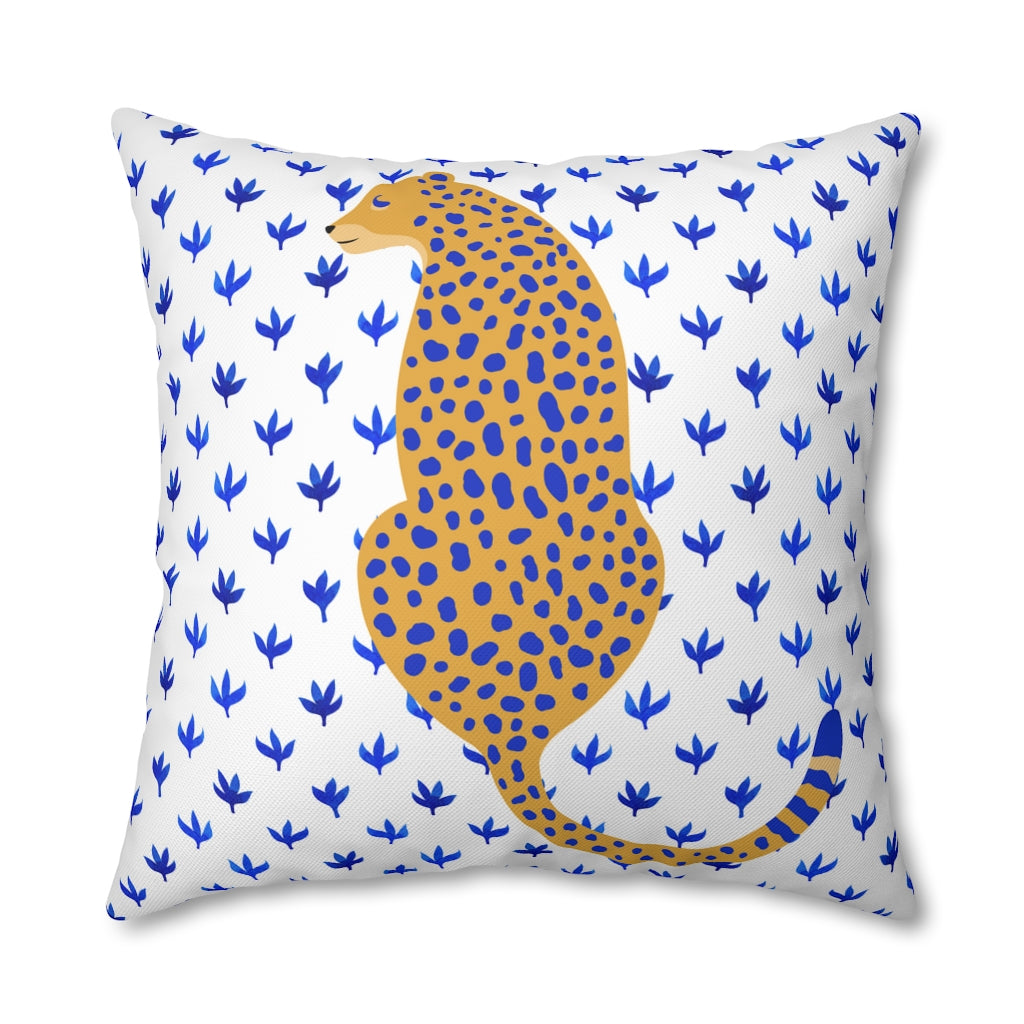 Blue Cheetah Pillow Case - Throw Pillow Cover - Grandmillennial Style