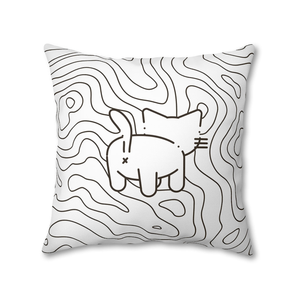 Topographic Kitten Pillow Case - Throw Pillow Cover - Grandmillennial Style