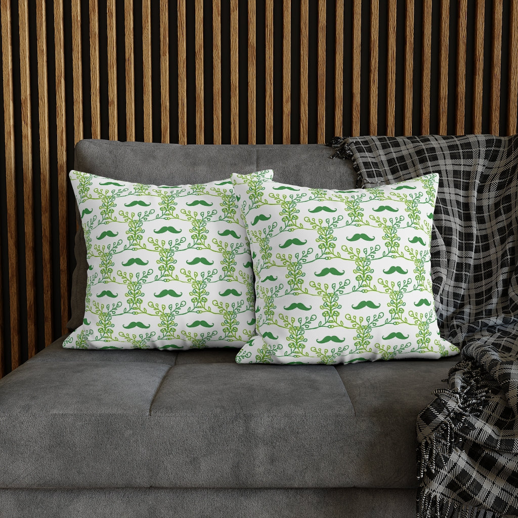 Mustache Plant Pillow Case - Throw Pillow Cover - Grandmillennial Style