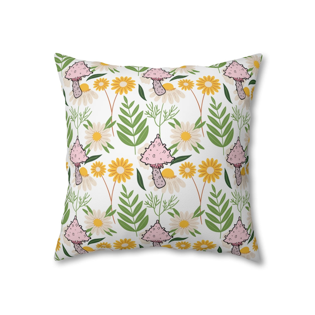 Mushroom Fields Pillow Case - Throw Pillow Cover - Grandmillennial Style