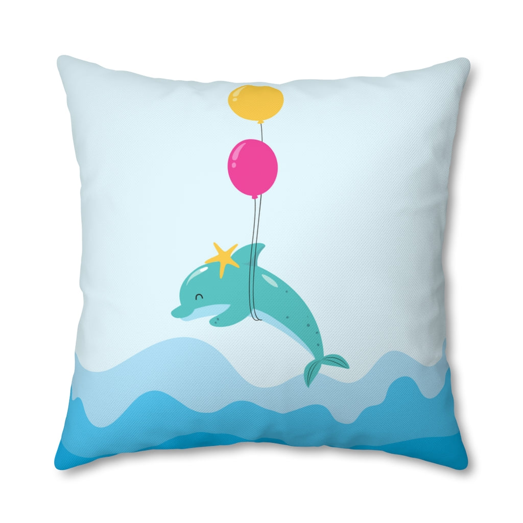 Inflated Dolphin Pillow Case - Throw Pillow Cover - Grandmillennial Style