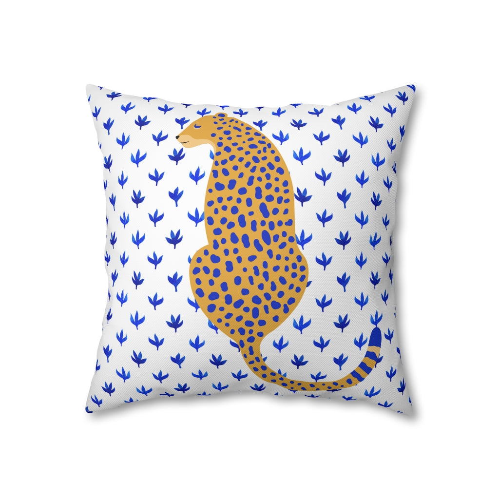 Blue Cheetah Pillow Case - Throw Pillow Cover - Grandmillennial Style