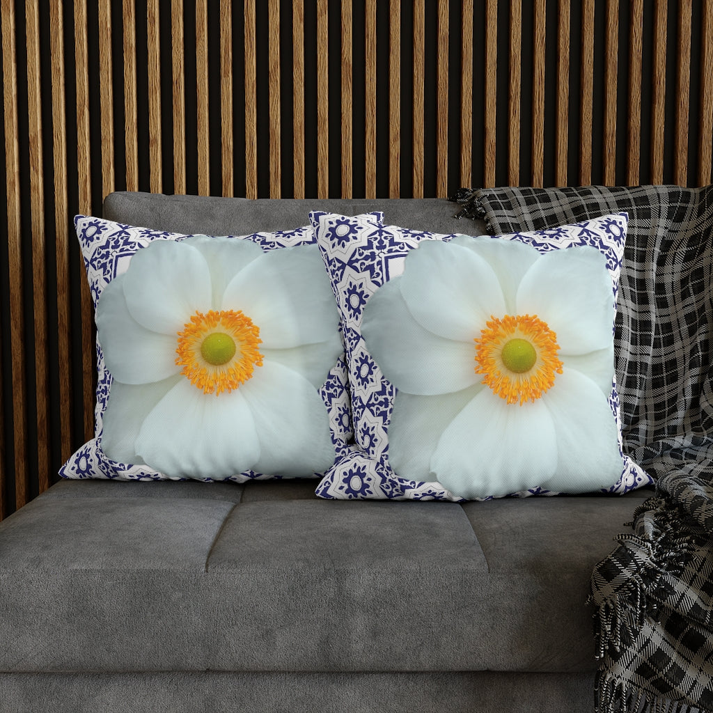 Japanese Anemone Pillow Case - Throw Pillow Cover - Grandmillennial Style