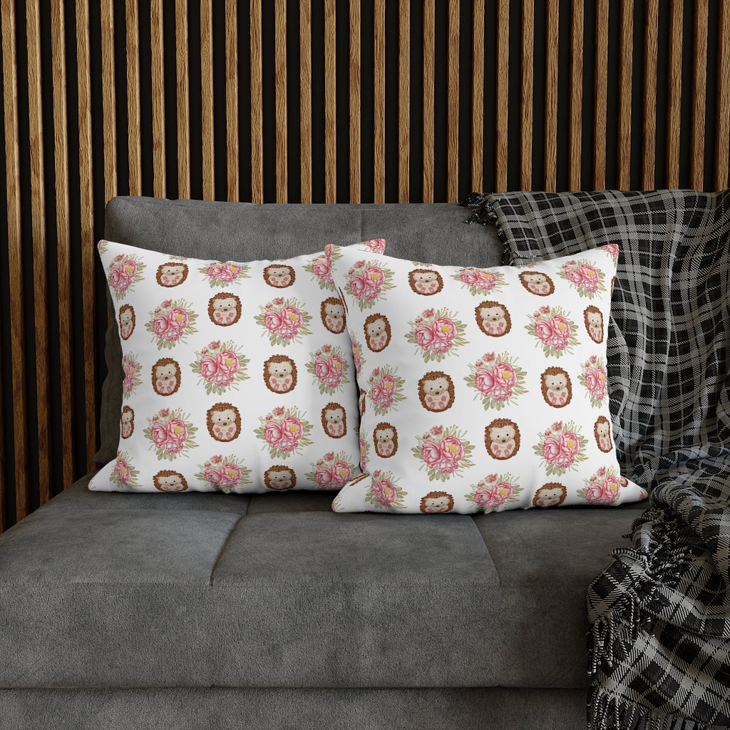 Hedgehog Pillow Case - Throw Pillow Cover - Grandmillennial Style