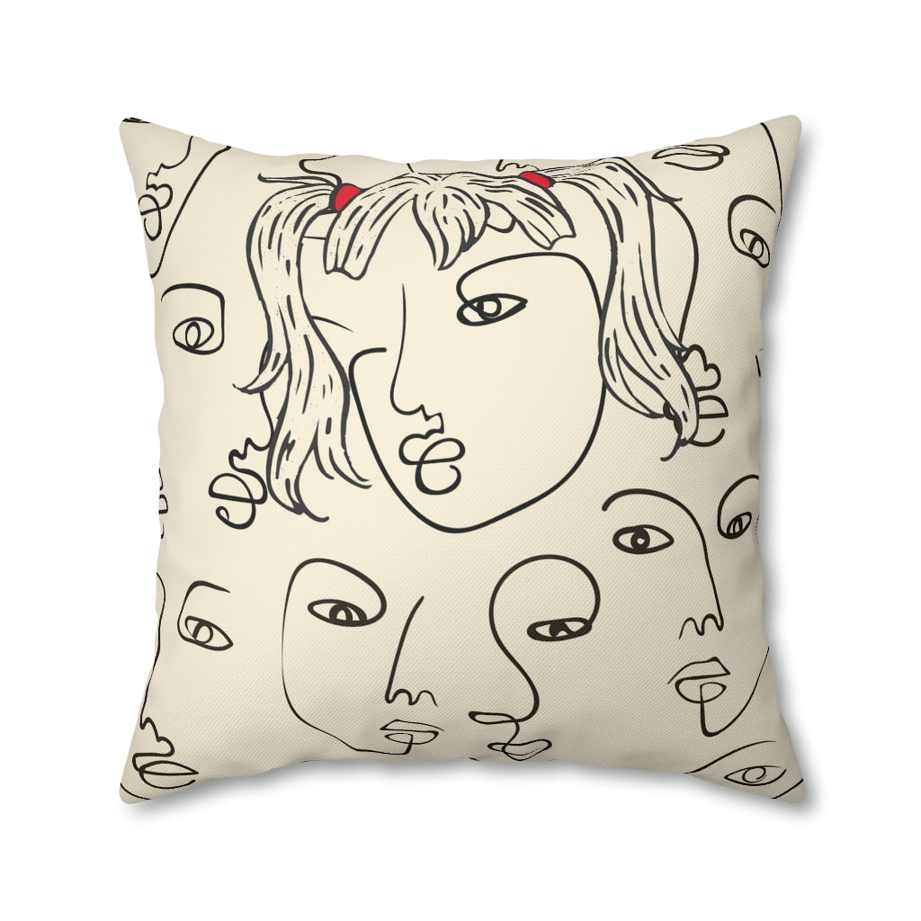 Picasso Girl Pillow Case - Throw Pillow Cover - Grandmillennial Style