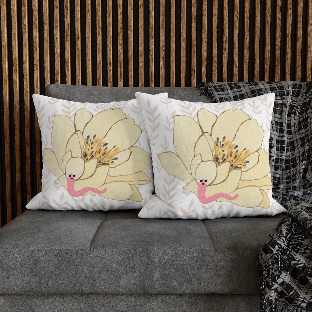 Earthworm Pillow Case - Throw Pillow Cover - Grandmillennial Style