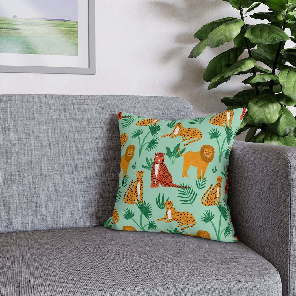 Jungle Meeting Pillow Case - Throw Pillow Cover - Grandmillennial Style