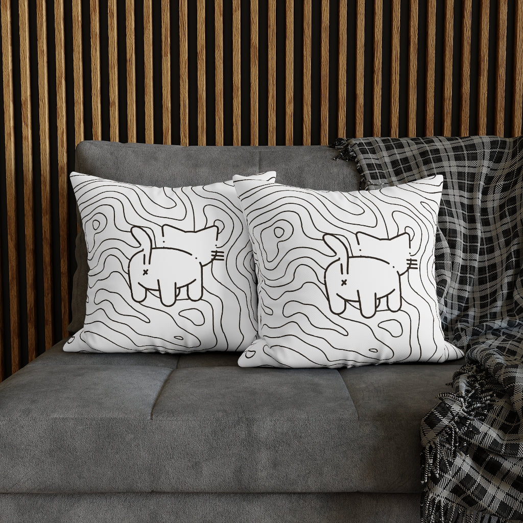 Topographic Kitten Pillow Case - Throw Pillow Cover - Grandmillennial Style