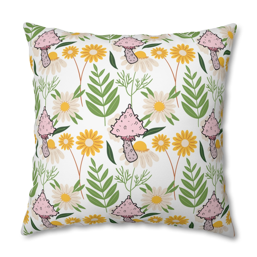 Mushroom Fields Pillow Case - Throw Pillow Cover - Grandmillennial Style