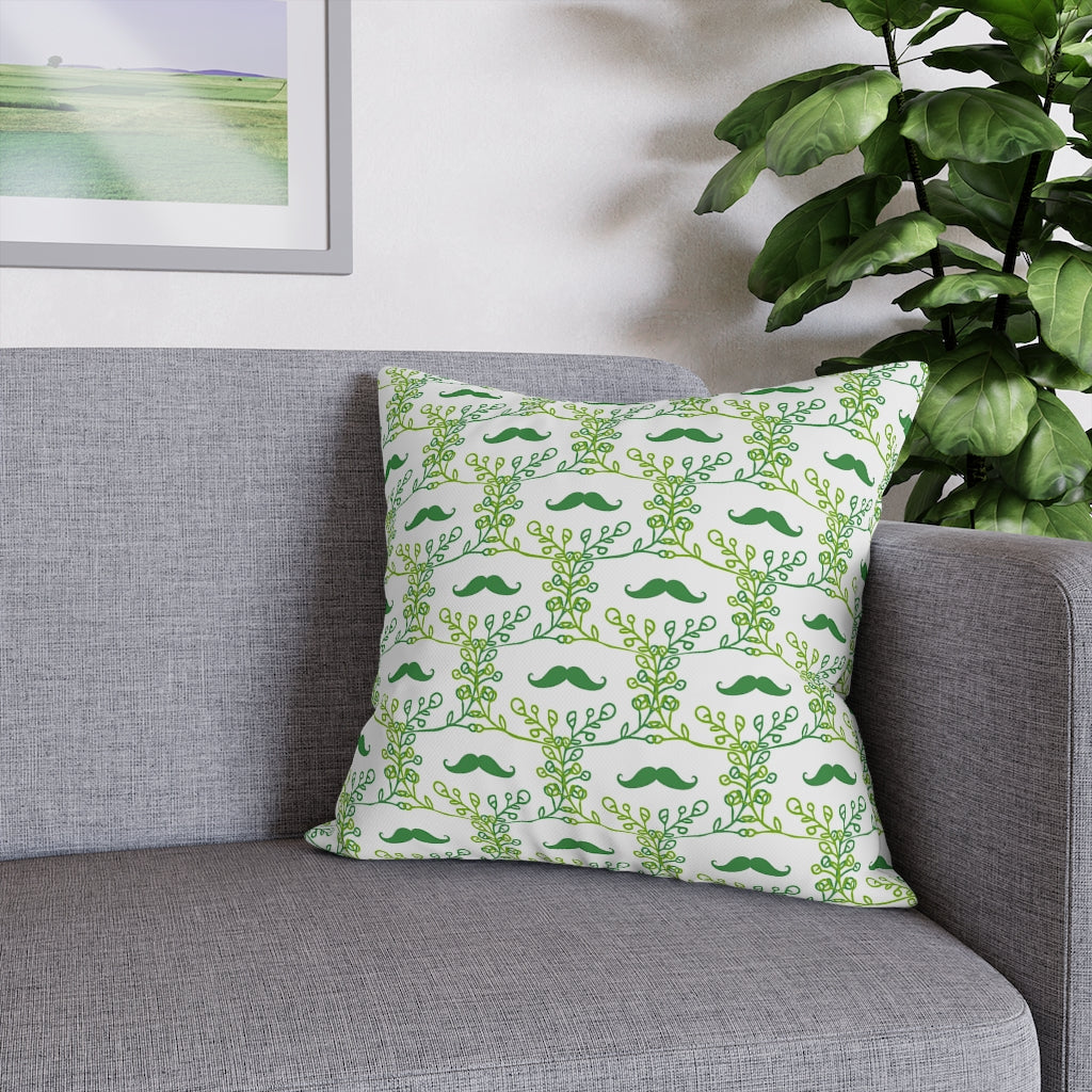 Mustache Plant Pillow Case - Throw Pillow Cover - Grandmillennial Style