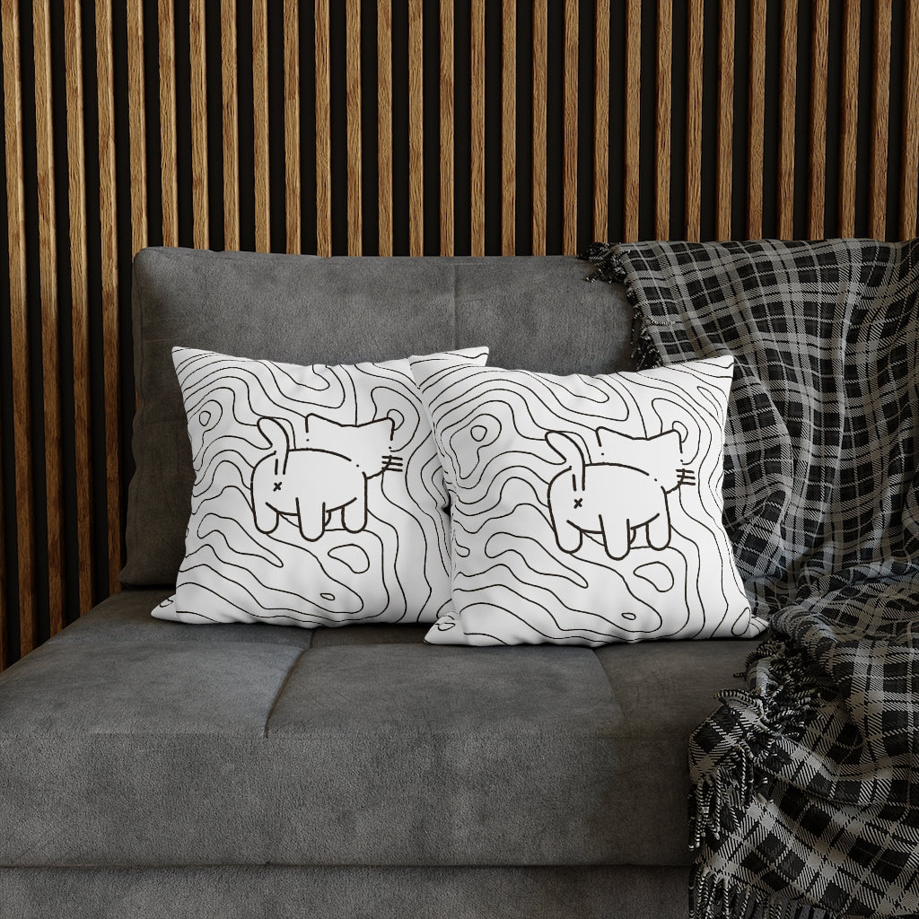 Topographic Kitten Pillow Case - Throw Pillow Cover - Grandmillennial Style