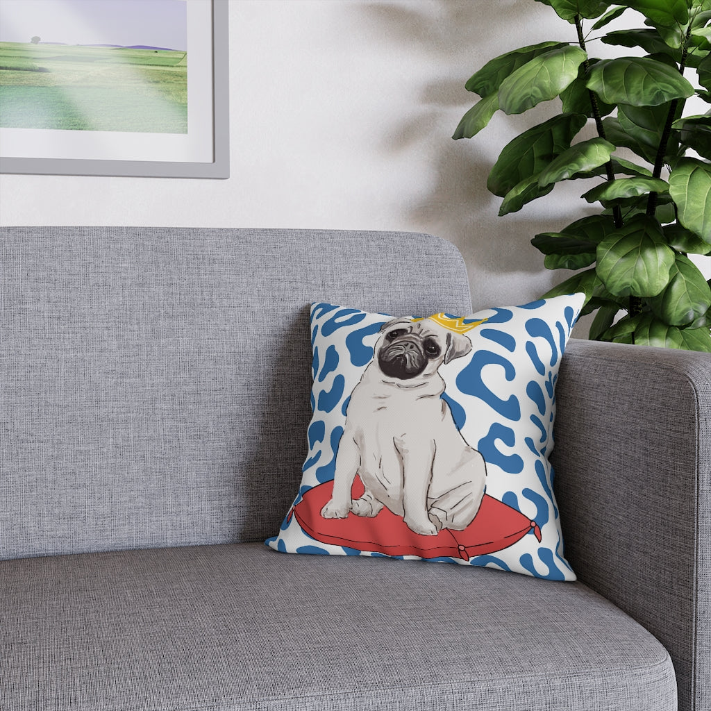 Royal Pug Pillow Case - Throw Pillow Cover - Grandmillennial Style