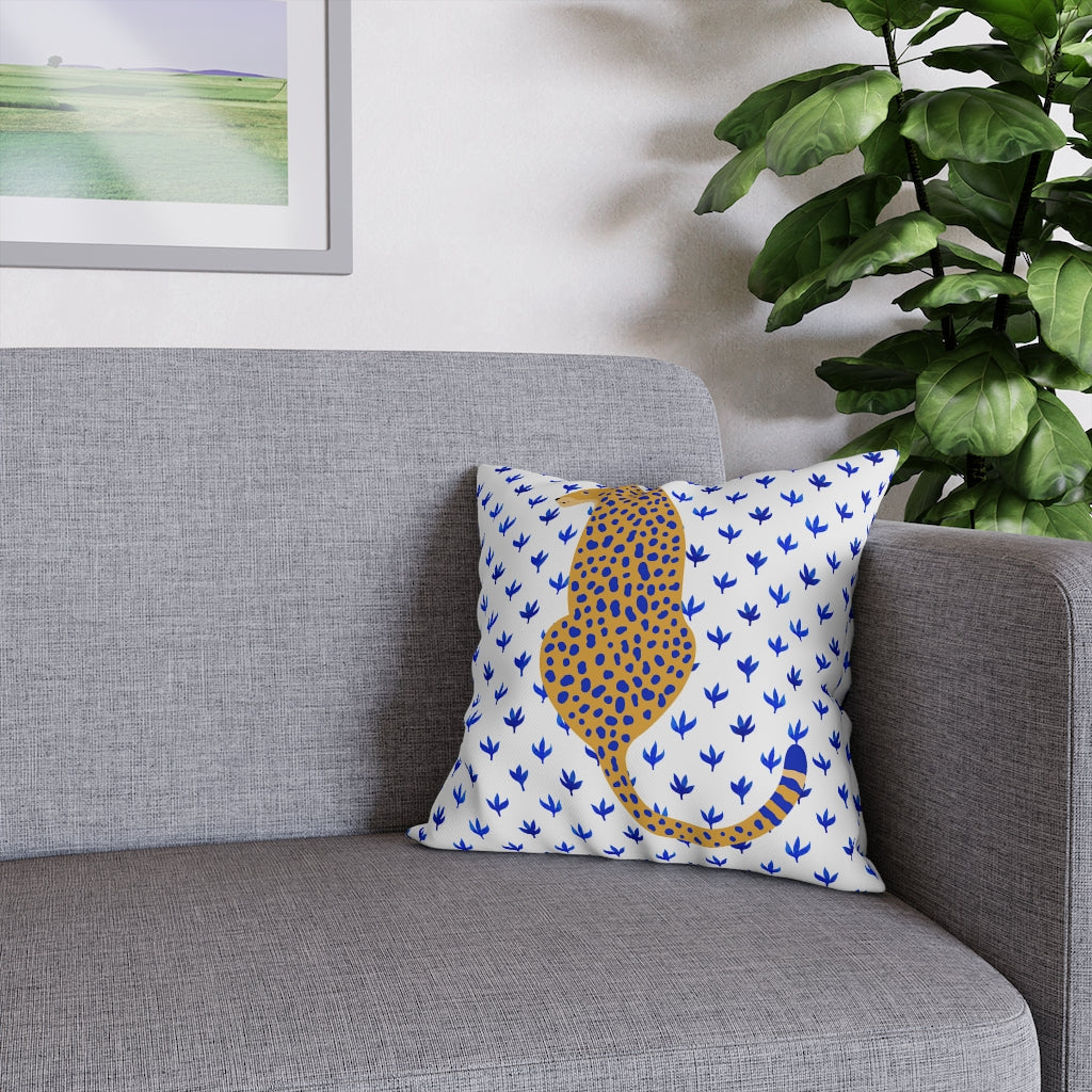 Blue Cheetah Pillow Case - Throw Pillow Cover - Grandmillennial Style