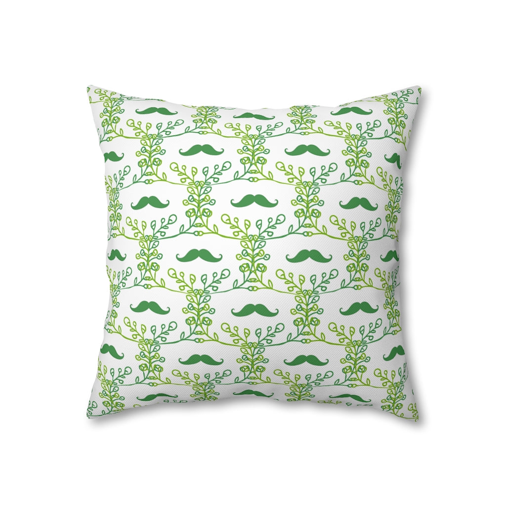 Mustache Plant Pillow Case - Throw Pillow Cover - Grandmillennial Style