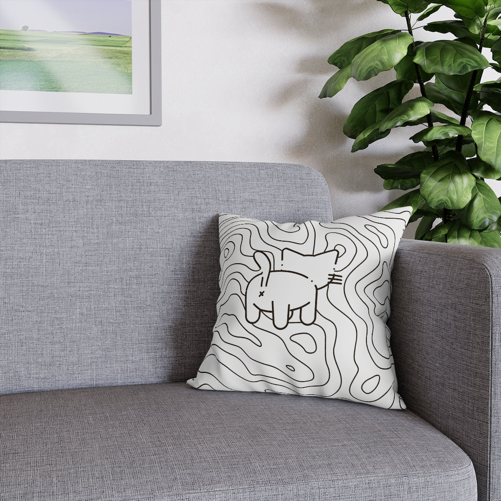 Topographic Kitten Pillow Case - Throw Pillow Cover - Grandmillennial Style